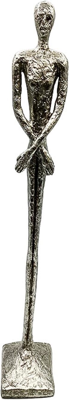 16" Silver Metal Resin Abstract Modern Male Figure/Figural Statue on Base